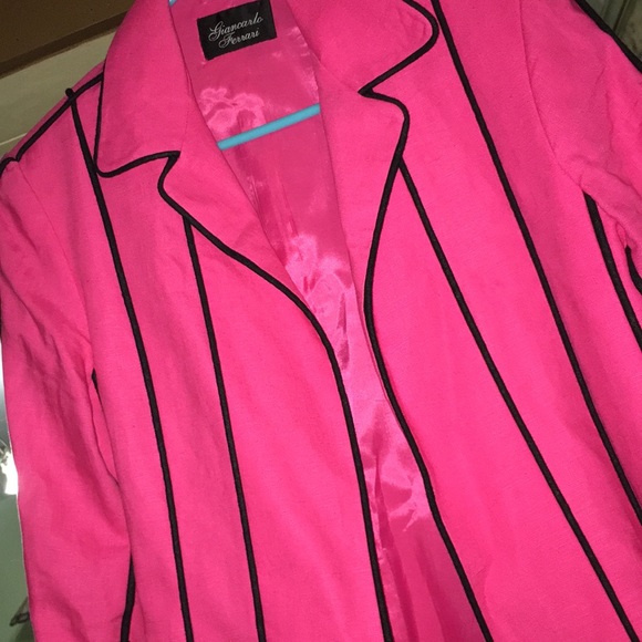 Vintage Jackets & Blazers - $10 SaLE💥 VTG HoT PiNk jacket blazer black piping